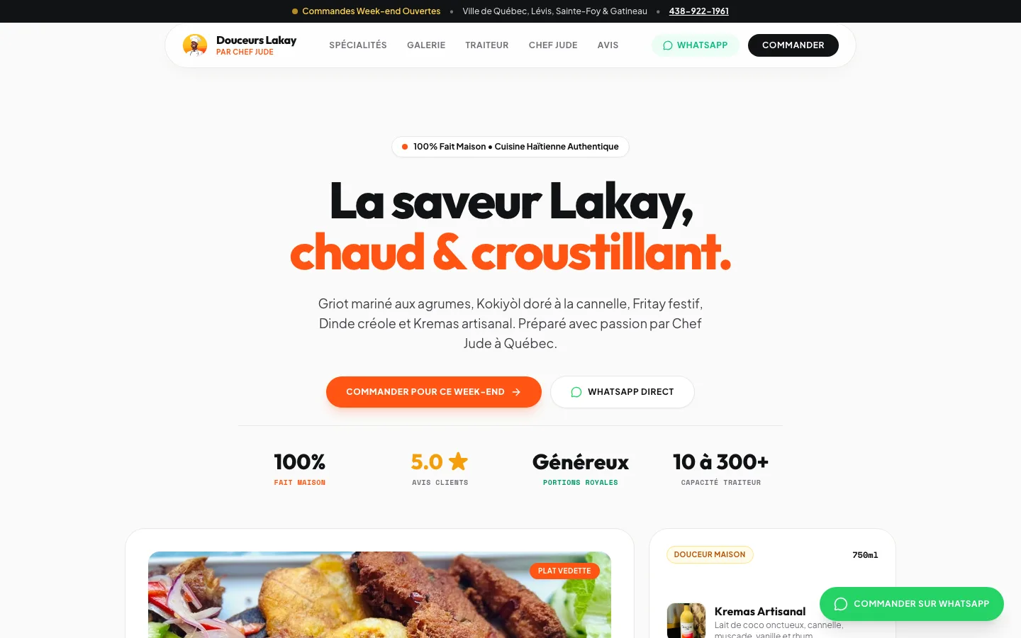 Plateforme vitrine et commande en ligne de Douceurs Lakay